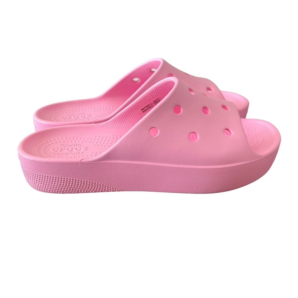Crocs Classic Platform Slide Flamingo Pink Women Casual Sandal Slipper Women's 9